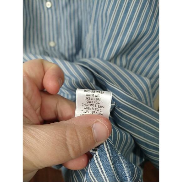 Croft&Barrow Men's XL Shirt Blue Striped Collared Long Sleeve Officewear - Picture 9 of 10